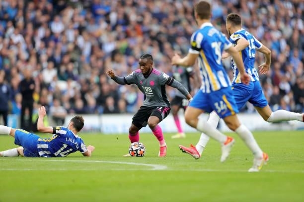 Ademola Lookman of Leicester City during the Premier League match between Brighton & Hove Albion and Leicester City at American Express Community...