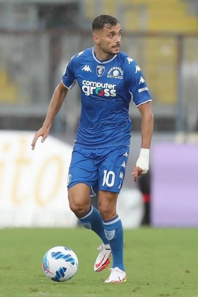 Nedim Bajrami of Empoli FC in action during the Serie A match between Empoli FC and UC Sampdoria at Stadio Carlo Castellani on September 19, 2021 in...
