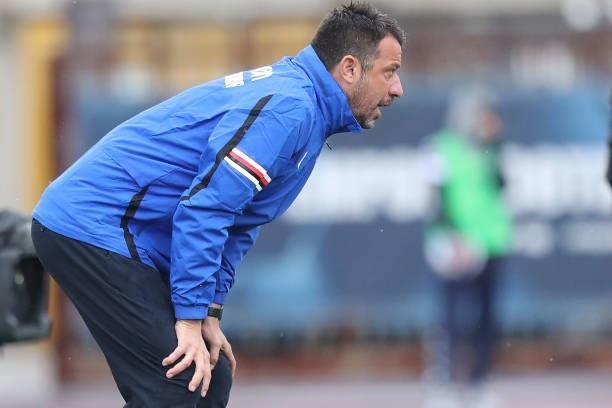 Roberto D'Aversa, manager of UC Sampdoria looks on during the Serie A match between Empoli FC and UC Sampdoria at Stadio Carlo Castellani on...