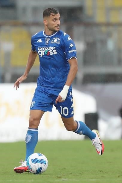 Nedim Bajrami of Empoli FC in action during the Serie A match between Empoli FC and UC Sampdoria at Stadio Carlo Castellani on September 19, 2021 in...