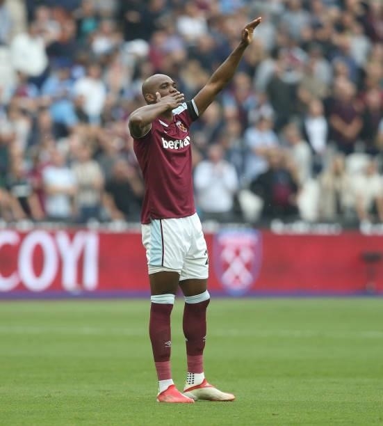 West Ham United's Angelo Ogbonna during the Premier League match between West Ham United and Manchester United at London Stadium on September 19,...