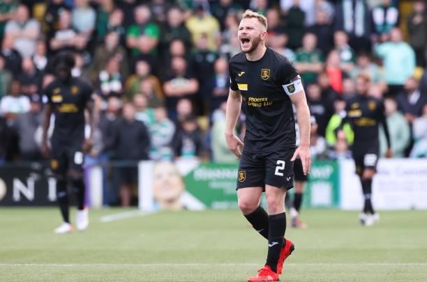 Livingston's Nicky Devlin during a cinch Premiership match between Livingston and Celtic at the Tony Macaroni Arena on September 19 in Livingston,...