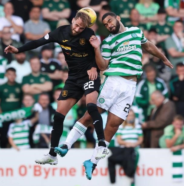 Celtic's Cameron Carter-Vickers and Livingston's Andrew Shinnie during a cinch Premiership match between Livingston and Celtic at the Tony Macaroni...