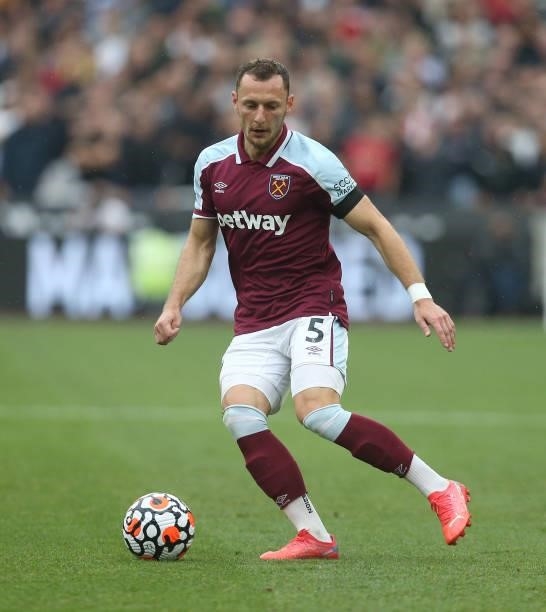 West Ham United's Vladimir Coufal during the Premier League match between West Ham United and Manchester United at London Stadium on September 19,...