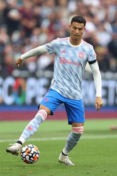 Cristiano Ronaldo of Man Utd during the Premier League match between West Ham United and Manchester United at London Stadium on September 19, 2021 in...