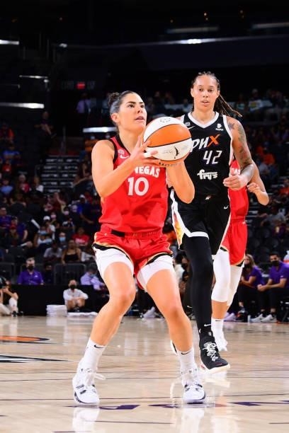 Kelsey Plum of the Las Vegas Aces shoots the ball during the game against the Phoenix Mercury on September 19, 2021 at Footprint Center in Phoenix,...