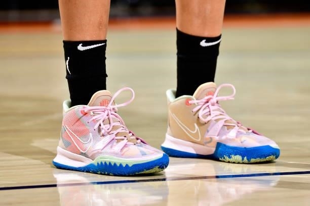 The sneakers of Brianna Turner of the Phoenix Mercury during the game against the Las Vegas Aces on September 19, 2021 at Footprint Center in...