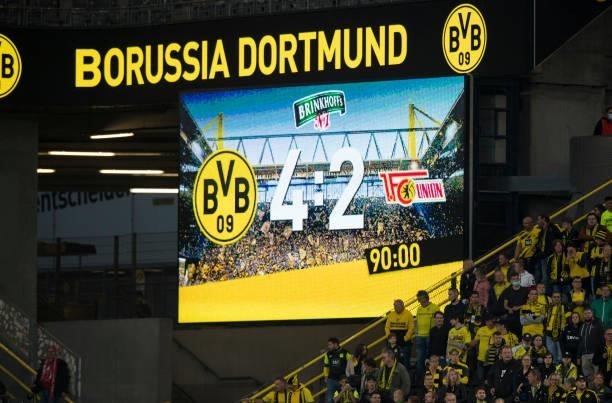 The score board after the Bundesliga match between Borussia Dortmund and 1. FC Union Berlin on September 19, 2021 in Dortmund, Germany.