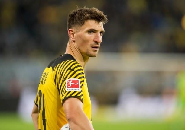 Thomas Meunier in action during the Bundesliga match between Borussia Dortmund and 1. FC Union Berlin on September 19, 2021 in Dortmund, Germany.