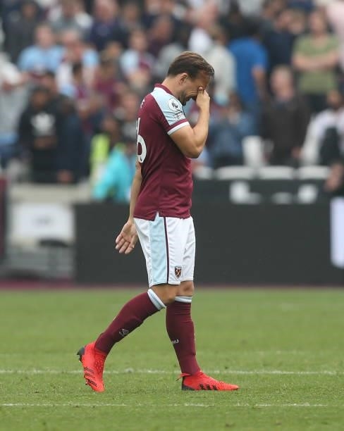 West Ham United's Mark Noble at the end of the match during the Premier League match between West Ham United and Manchester United at London Stadium...