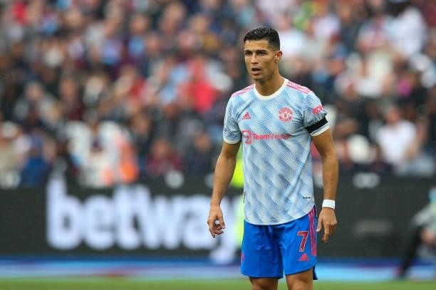 Cristiano Ronaldo of Manchester United during the Premier League match between West Ham United and Manchester United at London Stadium on September...