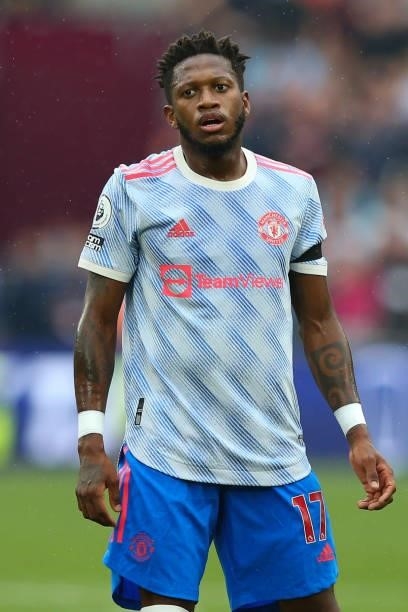 Fred of Manchester United during the Premier League match between West Ham United and Manchester United at London Stadium on September 19, 2021 in...