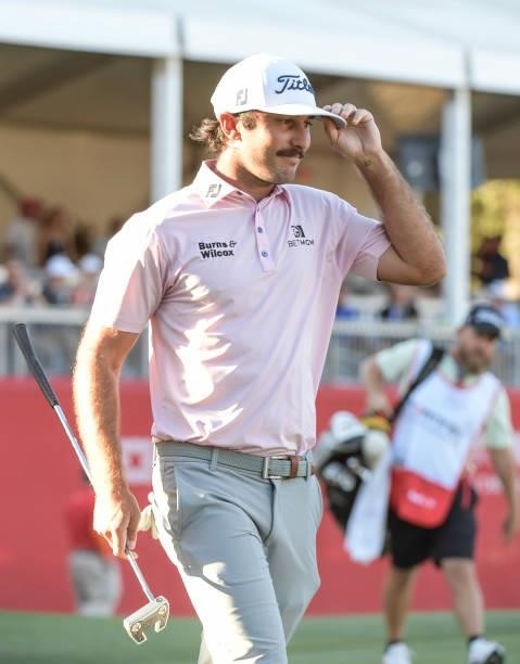 Max Homa acknowledges the gallery after winning the Fortinet Championship at Silverado Resort and Spa North on September 19, 2021 in Napa, California.