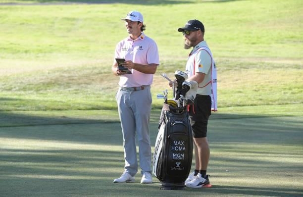Max Homa watches play on the 16th fairway during the final round of the Fortinet Championship at Silverado Resort and Spa North on September 19, 2021...