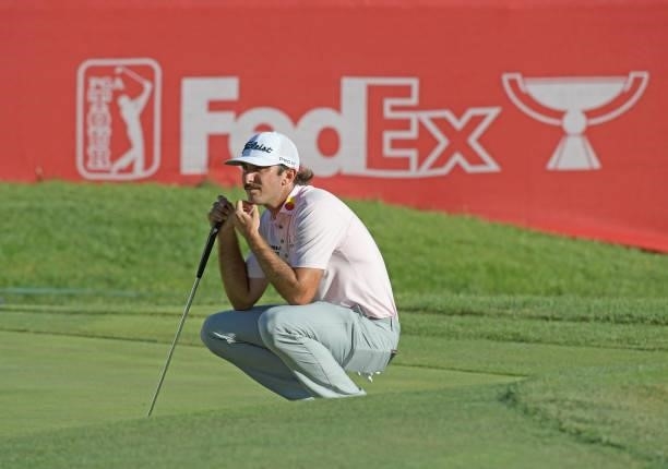 Max Homa watches play on the 17th green during the final round of the Fortinet Championship at Silverado Resort and Spa North on September 19, 2021...