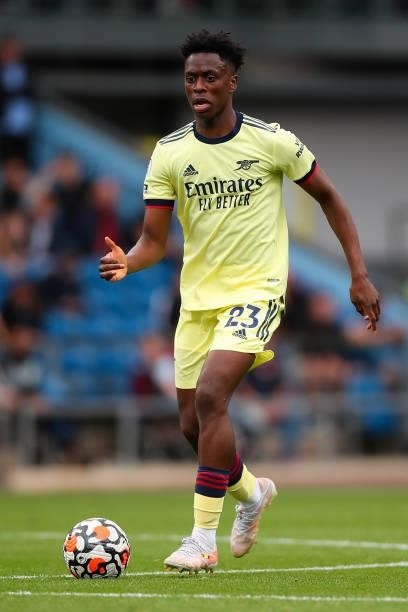 Albert Sambi Lokonga of Arsenal during the Premier League match between Burnley and Arsenal at Turf Moor on September 18, 2021 in Burnley, England.