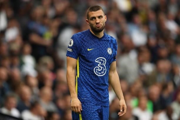 Mateo Kovacic of Chelsea during the Premier League match between Tottenham Hotspur and Chelsea at Tottenham Hotspur Stadium on September 19, 2021 in...