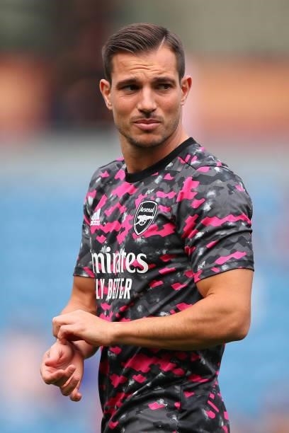 Cedric Soares of Arsenal during the Premier League match between Burnley and Arsenal at Turf Moor on September 18, 2021 in Burnley, England.