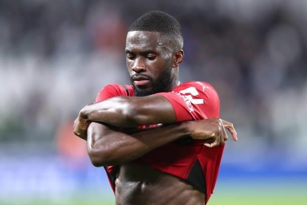 Fikayo Tomori of AC Milan look on after the Serie A match between Juventus and AC Milan at Allianz Stadium on September 19, 2021 in Turin, Italy.