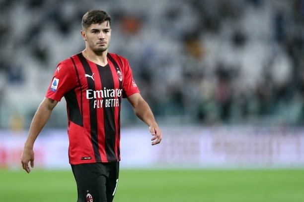 Brahim Diaz of AC Milan look on during the Serie A match between Juventus and AC Milan at Allianz Stadium on September 19, 2021 in Turin, Italy.
