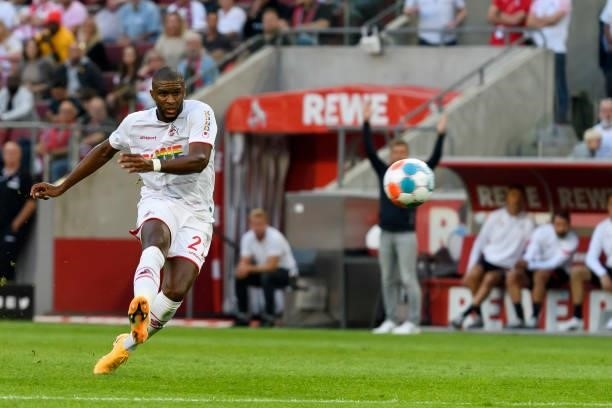 Anthony Modeste of 1. FC Koeln controls the ball during the Bundesliga match between 1. FC Koeln and RB Leipzig at RheinEnergieStadion on September...