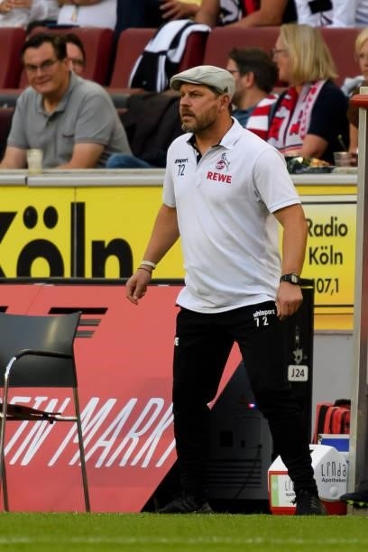 Head coach Steffen Baumgart of 1. FC Koeln looks on during the Bundesliga match between 1. FC Koeln and RB Leipzig at RheinEnergieStadion on...