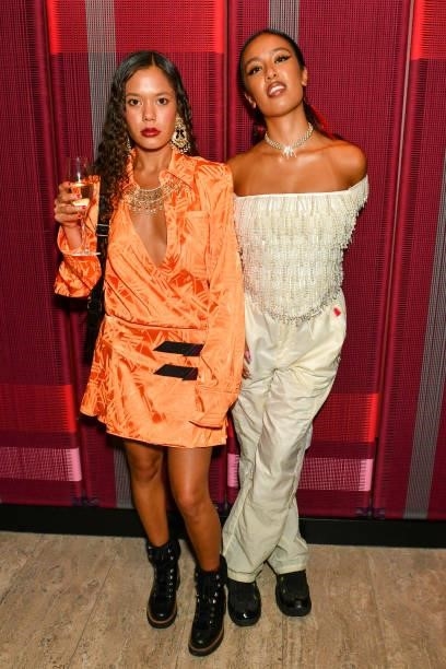 Tara Lily and Chloe Bennet attend the Dazed, Fashion East and Browns Fashion celebration of 20 years of Fashion East at The Standard London on...