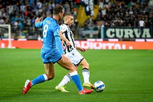 Gerard Deulofeu in action against Fabian Ruiz during the Italian football Serie A match Udinese Calcio vs SSC Napoli on September 20, 2021 at the...