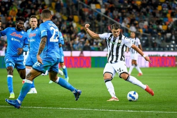 Lazar Samardzic tries to score a goal during the Italian football Serie A match Udinese Calcio vs SSC Napoli on September 20, 2021 at the Friuli -...