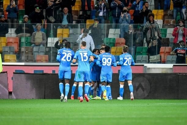 Happiness of Napoli after scoring a goal during the Italian football Serie A match Udinese Calcio vs SSC Napoli on September 20, 2021 at the Friuli -...