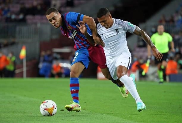 Darwin Machis and Sergino Dest during the match between FC Barcelona and Granada CF, corresponding to the week 5 of the group A of the Liga...