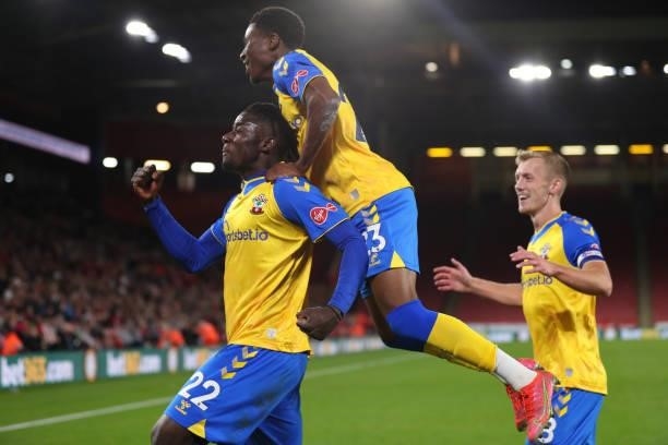 Mohammed Salisu of Southampton celebrates after scoring a goal to make it 1-2 during the Carabao Cup Third Round match between Sheffield United and...