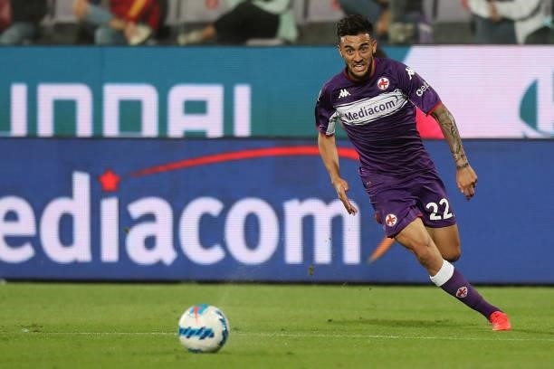 Nicolas Gonzalez of ACF Fiorentina in action during the Serie A match between ACF Fiorentina v FC Internazionale on September 21 in Florence, Italy.