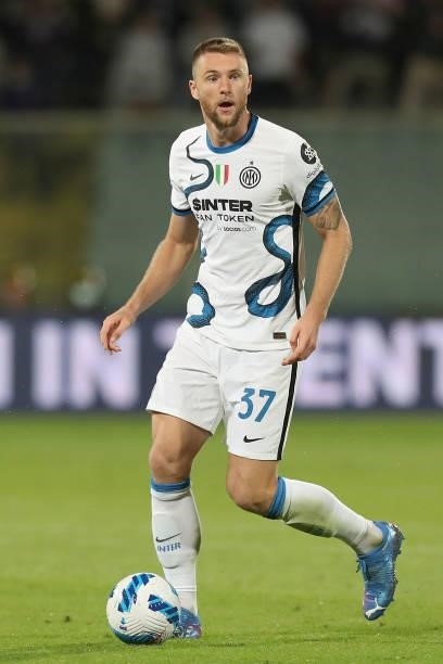 Milan Skriniar of FC Internazionale in action during the Serie A match between ACF Fiorentina v FC Internazionale on September 21 in Florence, Italy.