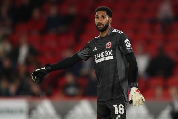 Wes Foderingham of Sheffield United during the Carabao Cup Third Round match between Sheffield United and Southampton at Bramall Lane on September...
