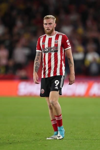 Oli McBurnie of Sheffield United during the Carabao Cup Third Round match between Sheffield United and Southampton at Bramall Lane on September 21,...