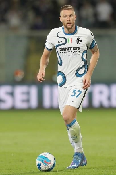 Milan Skriniar of FC Internazionale in action during the Serie A match between ACF Fiorentina v FC Internazionale on September 21 in Florence, Italy.