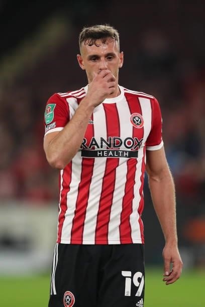 Jack Robinson of Sheffield United during the Carabao Cup Third Round match between Sheffield United and Southampton at Bramall Lane on September 21,...