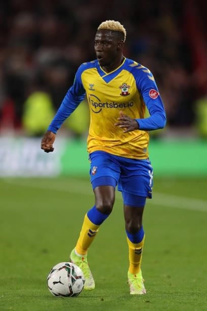 Moussa Djenepo of Southampton during the Carabao Cup Third Round match between Sheffield United and Southampton at Bramall Lane on September 21, 2021...