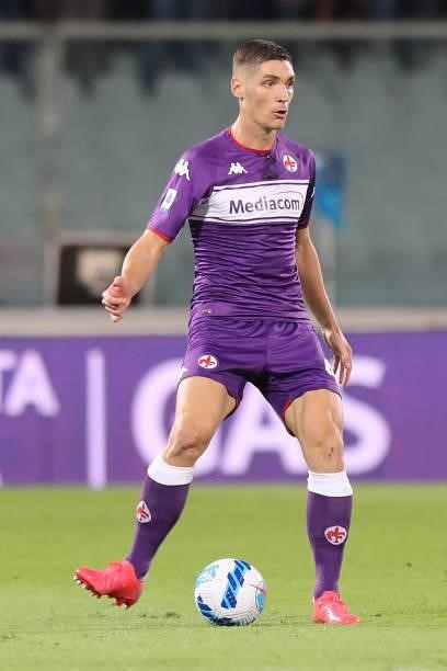 Nikola Milenkovic of ACF Fiorentina in action during the Serie A match between ACF Fiorentina v FC Internazionale on September 21 in Florence, Italy.