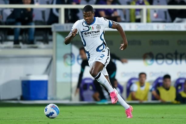 Denzel Dumfries of FC Internazionale during the Serie A match between ACF Fiorentina and FC Internazionale at Stadio Artemio Franchi, Florence, Italy...