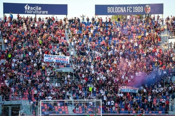Supporter Bologna FC during the Italian football Serie A match Bologna FC vs Genoa CFC on September 21, 2021 at the Renato Dall&#39;Ara stadium...