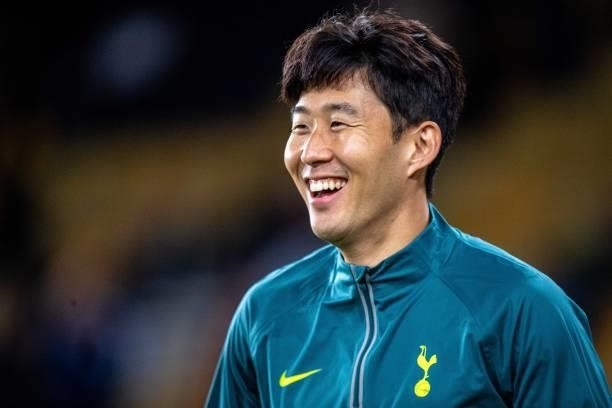 Son Heung-min of Tottenham Hotspur smiles during the Carabao Cup Third Round match between Wolverhampton Wanderers and Tottenham Hotspur at Molineux...