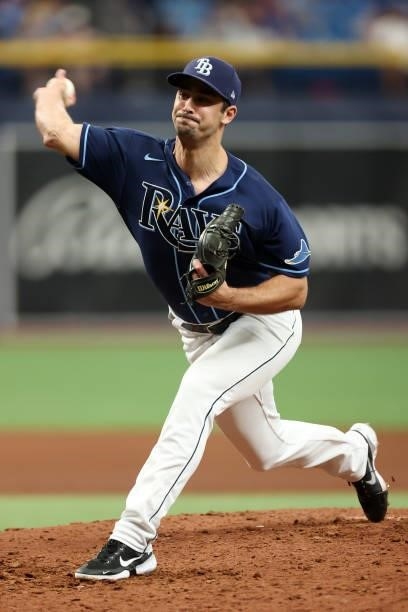 Chargois of the Tampa Bay Rays pitches in the fourth inning during the game between the Toronto Blue Jays and the Tampa Bay Rays at Tropicana Field...