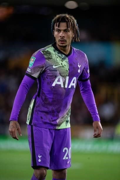 Dele Alli of Tottenham Hotspur looks on during the Carabao Cup Third Round match between Wolverhampton Wanderers and Tottenham Hotspur at Molineux on...