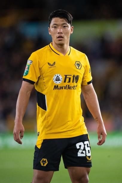 Hee Chan Hwang of Wolverhampton Wanderers during the Carabao Cup Third Round match between Wolverhampton Wanderers and Tottenham Hotspur at Molineux...