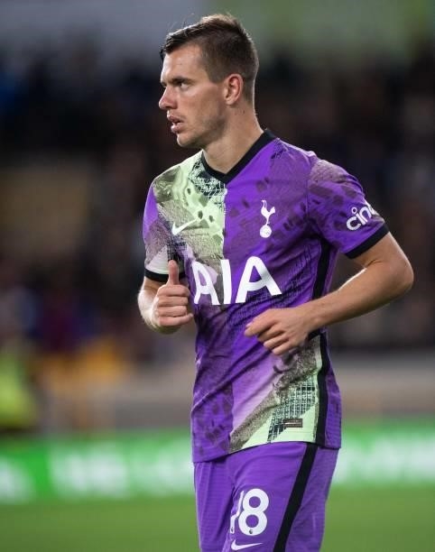 Giovani Lo Celso of Tottenham Hotspur looks on during the Carabao Cup Third Round match between Wolverhampton Wanderers and Tottenham Hotspur at...