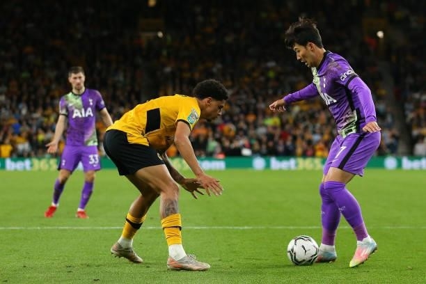 Son Heung-Min of Tottenham Hotspur during the Carabao Cup Third Round match between Wolverhampton Wanderers and Tottenham Hotspur at Molineux on...