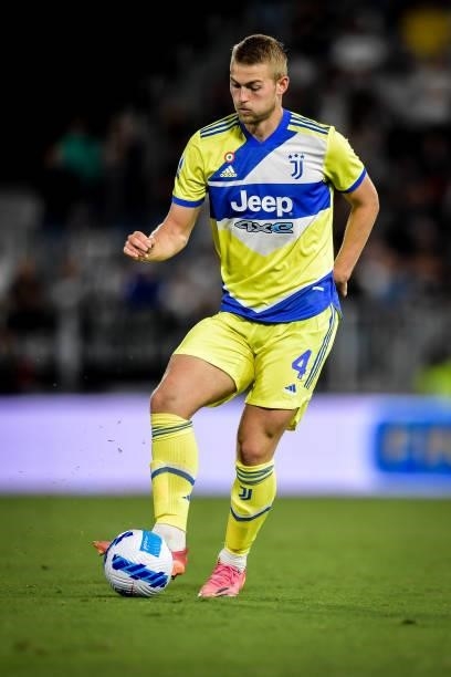 Juventus player Matthijs de Ligt during the Serie A match between Spezia Calcio v Juventus at Stadio Alberto Picco on September 22, 2021 in La...