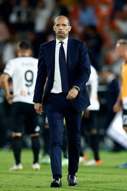 Head coach Massimiliano Allegri of Juventus looks dejected after the Serie A match between Spezia Calcio and Juventus at Stadio Alberto Picco on...